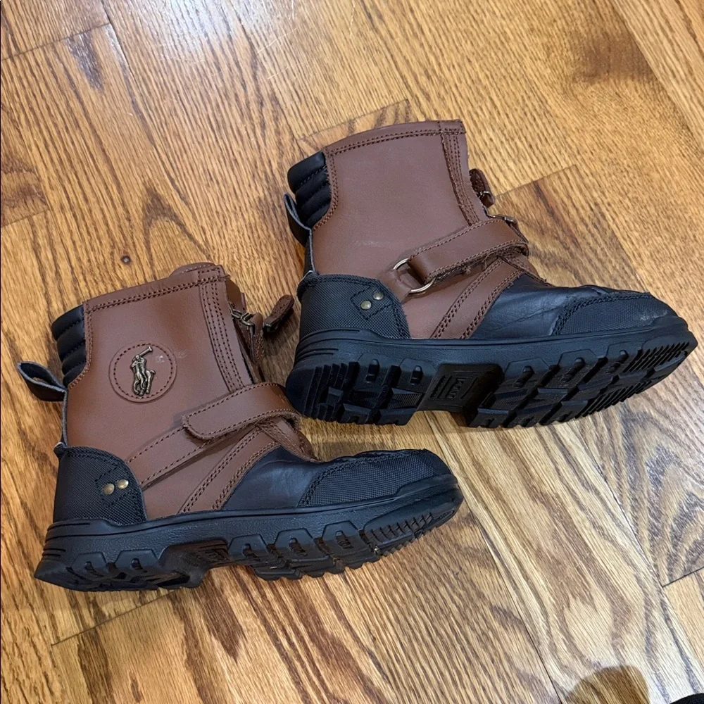 Polo Ralph Lauren Conquered Hi Boots. Size 1. Chocolate/Tan Leather. Like New.